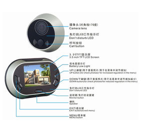 3.5 inch Digital Wide Angle Door Peephole Viewer For Home Security