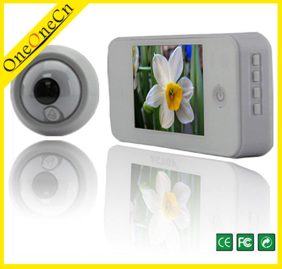 White Digital Security Door Peephole Viewer With Outdoor Camera